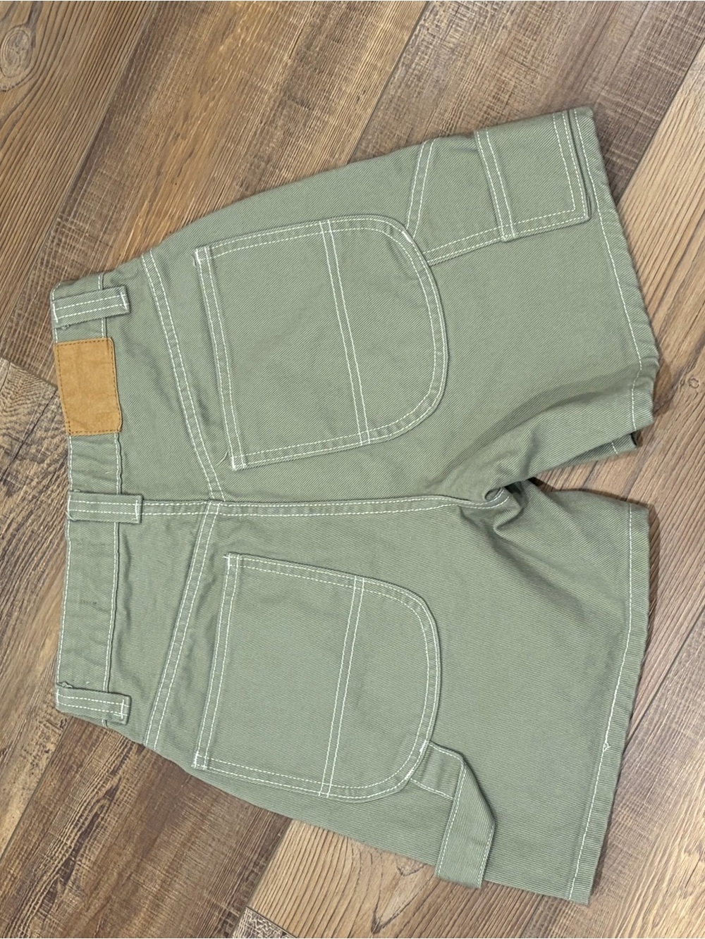 Cotton On Sage Green High Waist Utility cargo carpenter denim Shorts - Picture 8 of 8